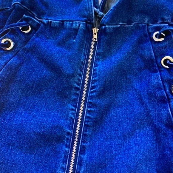 C’est Toi Dark Blue Jean Jumpsuit with Ties - Picture 9 of 12